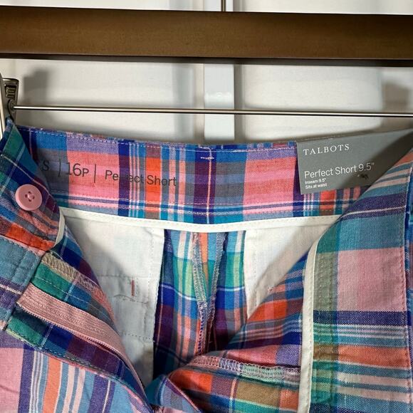 NWT Talbots Madras Plaid Perfect Short‎ Bermuda Length SZ 16P Petite Preppy - Picture 4 of 7